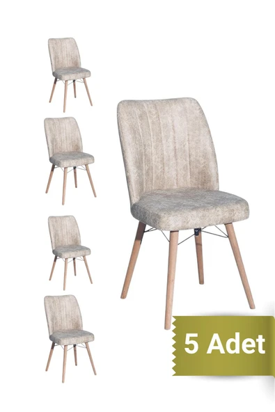 AVENZA LİVİNG Kare Gold 5Lİ BEJ Sandalye Mutfak Sandalyesi