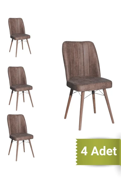 AVENZA LİVİNG Kare Gold 4 LÜ KAHVE Sandalye Mutfak Sandalyesi