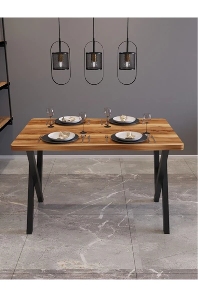 AVENZA LİVİNG KÜTÜK YEMEK MASASI CEVİZ 80x120  METAL AYAK - 2