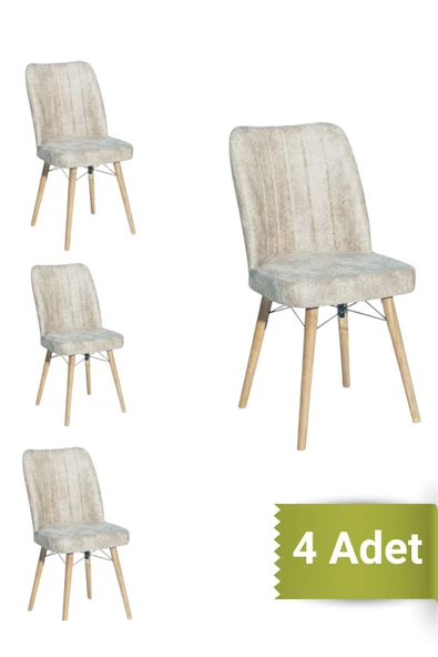 AVENZA LİVİNG Kare Gold 4 LÜ BEJ Sandalye Mutfak Sandalyesi