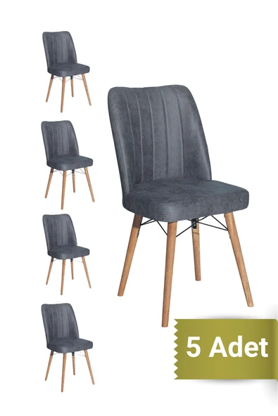 Avenza Living Kare Gold 5Lİ ANTRASİT Sandalye Mutfak Sandalyesi