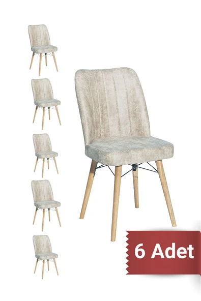 AVENZA LİVİNG Kare Gold 6 Lİ BEJ Sandalye Mutfak Sandalyesi