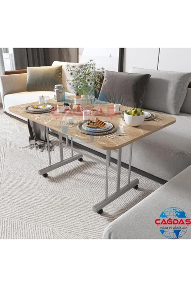 AVENZA LİVİNG Tekerlekli Masa Orta Sehpa 70 x110 sonomo Metal Ayak - 2