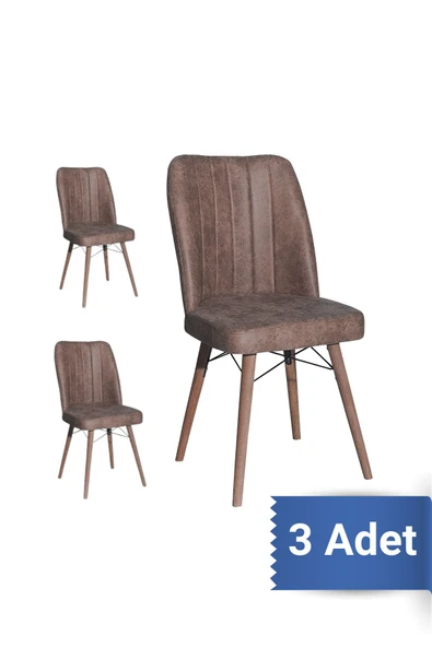 AVENZA LİVİNG Kare Gold 3LÜ KAHVE Sandalye Mutfak Sandalyesi