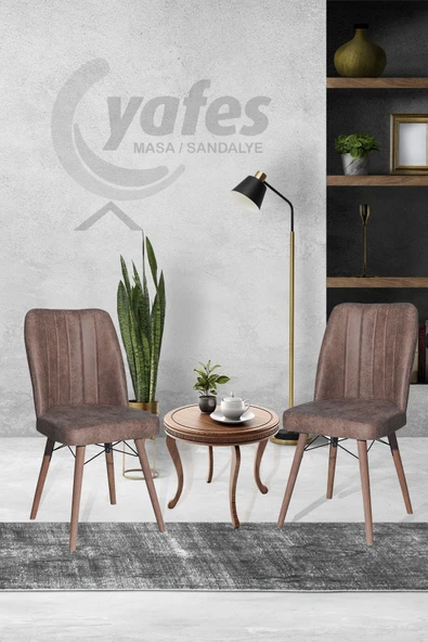 AVENZA LİVİNG Kare Gold 2'li Sandalye KAHVE Mutfak Sandalyesi