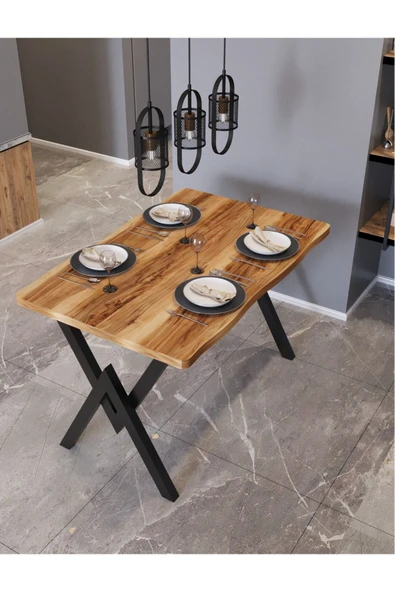 AVENZA LİVİNG KÜTÜK YEMEK MASASI CEVİZ 80x120  METAL AYAK