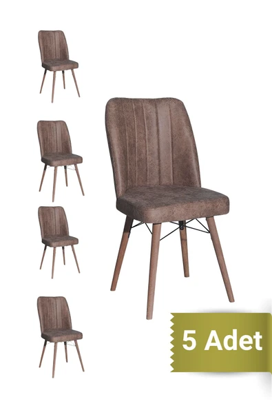 AVENZA LİVİNG Kare Gold 5Lİ KAHVE Sandalye Mutfak Sandalyesi