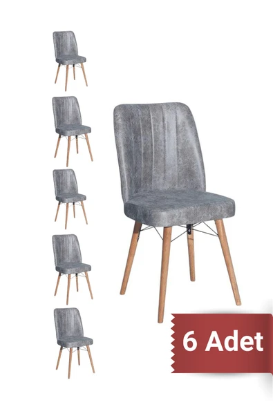 AVENZA LİVİNG Kare Gold 6 Lİ Sandalye ANTRASİT Mutfak Sandalyesi