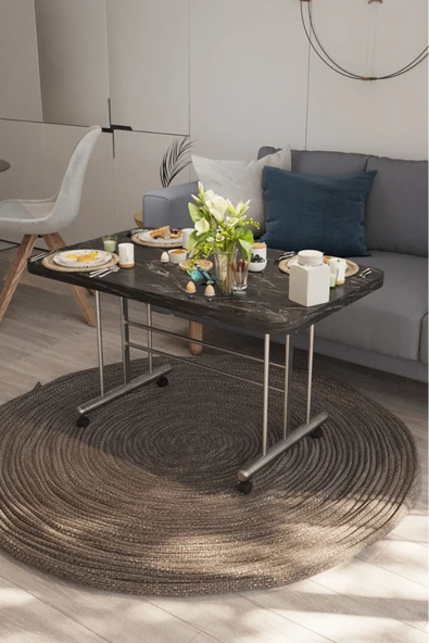 Avenza Living Tekerli Masa Orta Sehpa 70x110 Metal Ayak