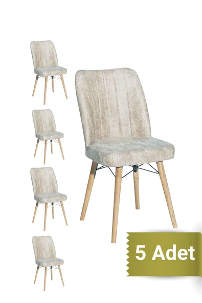 AVENZA LİVİNG Kare Gold 5Lİ BEJ Sandalye Mutfak Sandalyesi