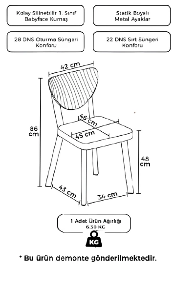 AVENZA LİVİNG ELMA SANDALYE 4 LÜ ANTRASİT MODERN MUTFAK SANDALYESİ, YEMEK, BAHÇE, KAFE, - 3
