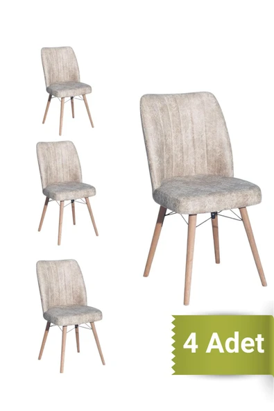 AVENZA LİVİNG Kare Gold 4 LÜ BEJ Sandalye Mutfak Sandalyesi