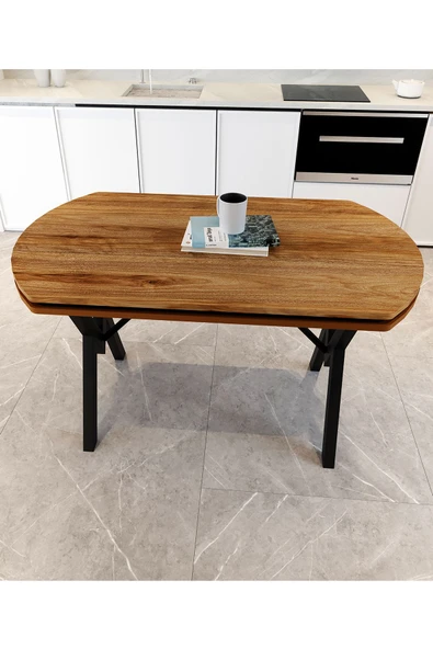 AVENZA LİVİNG Gofret Masa CEVİZ 70X120 METAL AYAK Yemek Masası - 3