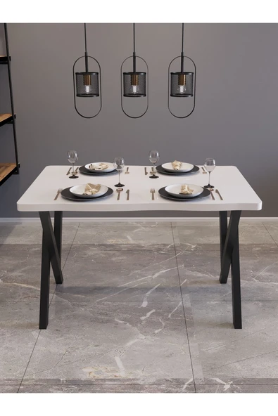 AVENZA LİVİNG KÜTÜK YEMEK MASASI BEYAZ 80X120 METAL AYAK - 2