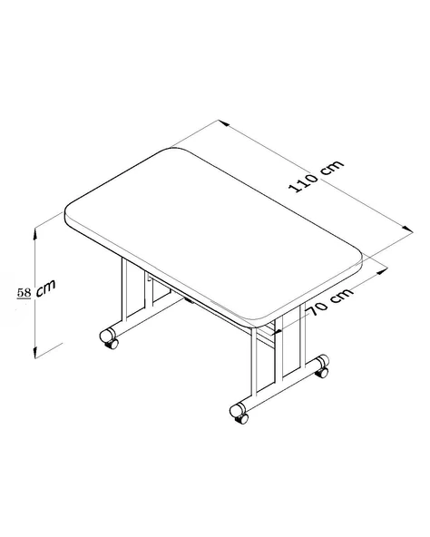 Avenza Living Tekerlekli Masa Orta Sehpa 70x110 Cm CVZ Metal Ayak - 3