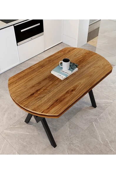 AVENZA LİVİNG Gofret Masa CEVİZ 70X120 METAL AYAK Yemek Masası