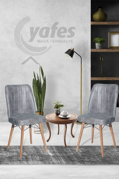 AVENZA LİVİNG Kare Gold 2'li ANTRASİT Sandalye Mutfak Sandalyesi