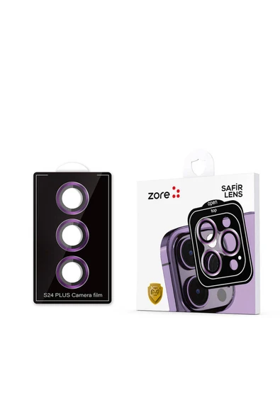 mastersonic Galaxy S24 Plus HZRV Kamera Lens Koruyucu Cam Filmi-Mor - Resim 4