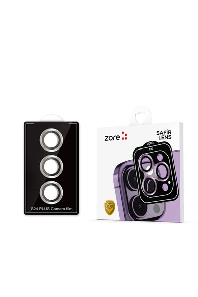 mastersonic Galaxy S24 Plus HZRV Kamera Lens Koruyucu Cam Filmi-Mor - Resim 2