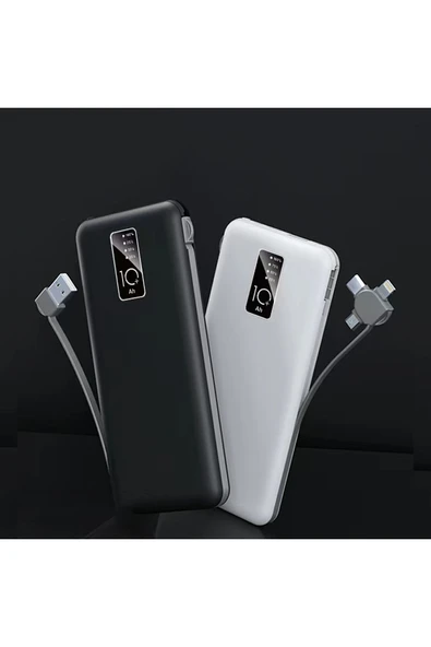 mastersonic Siyah PW-05 Hızlı Led Göstergeli Micro Lightning Type-C Kablolu Taşınabilir Powerbank 10000mAh MTSC - Resim 3
