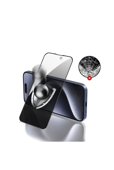 mastersonic iPhone 15 Pro Max Uyumlu MTSC Rika Premium Privacy Temperli Cam Ekran Koruyucu - Resim 4