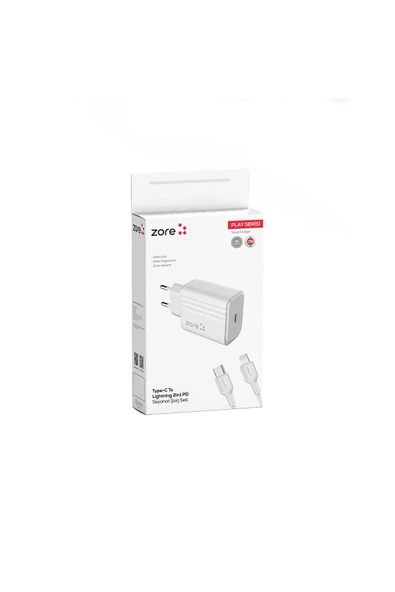 mastersonic MTSC Play Serisi PL2 Type-C to Lightning 2in1 PD Seyahat Şarj Aleti 20W - Beyaz - Resim 8