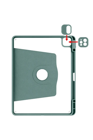 mastersonic iPad Air 13 2025 M3 Kılıf MTSC Termik Kalem Bölmeli Dönebilen Standlı Kılıf - Açık Yeşil - Resim 5