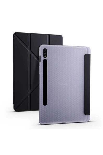 mastersonic Galaxy Tab S7 Plus T970 Kılıf Uyumlu MTSC Tri Folding Kalem Bölmeli Standlı Kılıf-Kırmızı - Resim 8