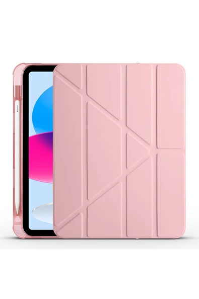 mastersonic iPad 11.Nesil 2025 Kılıf MTSC Tri Folding Kalem Bölmeli Standlı Kılıf - Rose Gold ürün görseli 1