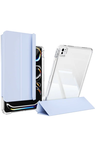 mastersonic iPad Pro 11 2024 Kılıf Magnetik Ayrılabilen AiHTTgli Uyumlu MTSC Sliding Tablet Kılıfı-Mavi Açık ürün görseli 1