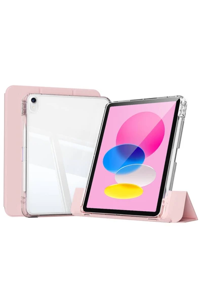 mastersonic iPad 10.9 2022 (10.Nesil) Kılıf Magnetik Ayrılabilen Airbagli MTSC Sliding Tablet Kılıfı - Pembe ürün görseli 1