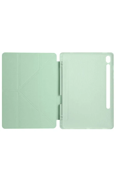 mastersonic Galaxy Tab S9 FE Kılıf Uyumlu MTSC Tri Folding Kalem Bölmeli Standlı Kılıf-Mavi - Resim 4