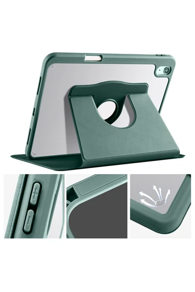 mastersonic iPad 11.Nesil 2025 Kılıf MTSC Termik Kalem Bölmeli Dönebilen Standlı Kılıf - Gri - Resim 8