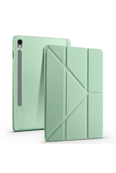 mastersonic Galaxy Tab S9 FE Kılıf Uyumlu MTSC Tri Folding Kalem Bölmeli Standlı Kılıf-Mavi - Resim 2