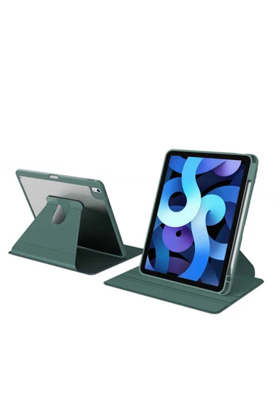 mastersonic iPad Air 11 2025 M3 Kılıf MTSC Nayn Dönebilen Standlı Kılıf - Koyu Yeşil - Resim 4