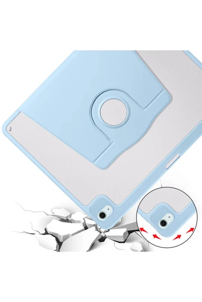mastersonic iPad Air 13 2025 M3 Kılıf MTSC Termik Kalem Bölmeli Dönebilen Standlı Kılıf - Lavendery Gray - Resim 3