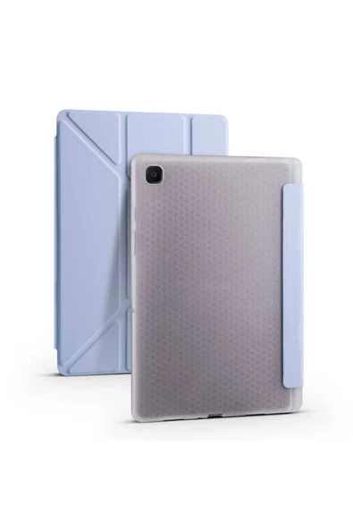 mastersonic Galaxy Tab A7 10.4 T500 2020 Kılıf Uyumlu MTSC Tri Folding Kalem Bölmeli Standlı Kılıf-Mavi ürün görseli 1
