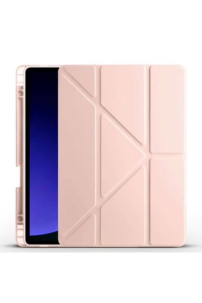 mastersonic Galaxy Tab S9 Kılıf Uyumlu MTSC Tri Folding Kalem Bölmeli Standlı Kılıf-Rose Gold ürün görseli 1