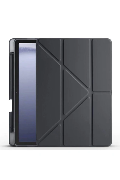 mastersonic Galaxy Tab A9 Kılıf Uyumlu MTSC Tri Folding Kalem Bölmeli Standlı Kılıf-Siyah ürün görseli 1