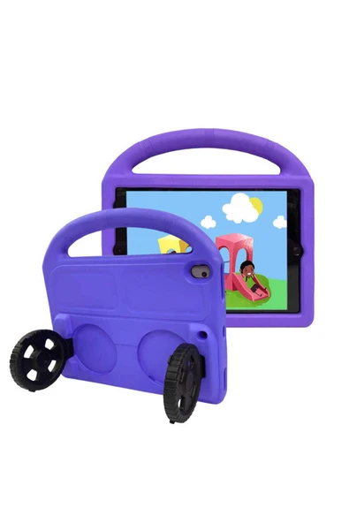 mastersonic iPad 10.2 (9.Nesil) Uyumlu MTSC Wheel Car Tekerlek Standlı Tablet Eva Silikon Kılıf-Mor ürün görseli 1