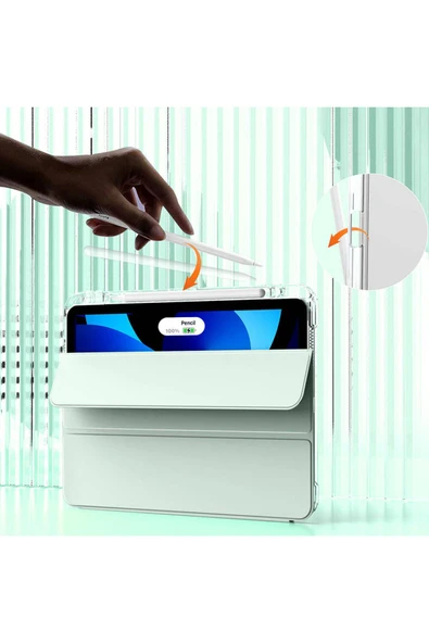 mastersonic iPad Air 13 2024 Kılıf Magnetik Ayrılabilen AiHTTgli Uyumlu MTSC Sliding Tablet Kılıfı-Mavi Açık - Resim 3