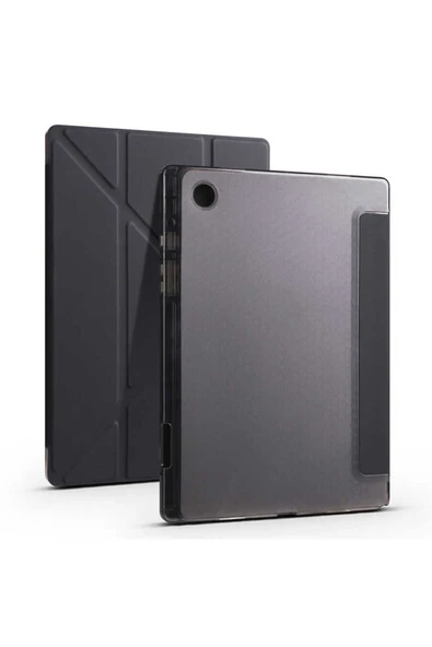 mastersonic Galaxy Tab A8 10.5 SM-X200 (2021) Kılıf Uyumlu MTSC Tri Folding Kalem Bölmeli Standlı Kılıf-Siyah ürün görseli 1
