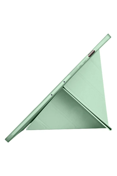 mastersonic Galaxy Tab S9 Plus Kılıf Uyumlu MTSC Tri Folding Kalem Bölmeli Standlı Kılıf-Rose Gold - Resim 6