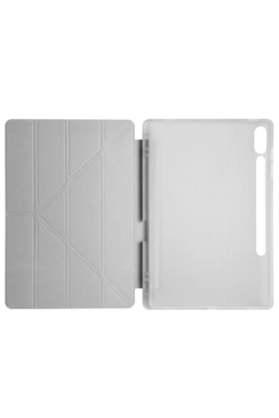 mastersonic Galaxy Tab S9 FE Plus Kılıf Uyumlu MTSC Tri Folding Kalem Bölmeli Standlı Kılıf-Gri - Resim 5