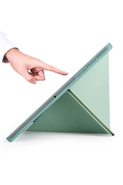 mastersonic Galaxy Tab A7 10.4 T500 2020 Kılıf Uyumlu MTSC Tri Folding Kalem Bölmeli Standlı Kılıf-Mor - Resim 4