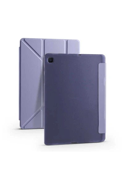 mastersonic Galaxy Tab A7 10.4 T500 2020 Kılıf Uyumlu MTSC Tri Folding Kalem Bölmeli Standlı Kılıf-Mor ürün görseli 1