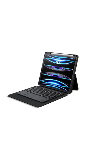 mastersonic iPad Pro 13 2024 MTSC Border Keyboard Bluetooh Bağlantılı Standlı Klavyeli Tablet Kılıfı - Siyah - Resim 5