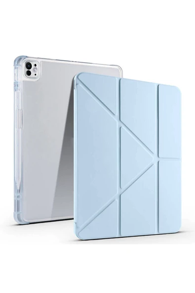 mastersonic iPad Air 13 2025 M3 Kılıf MTSC Tri Folding Kalem Bölmeli Standlı Kılıf - Mavi ürün görseli 1
