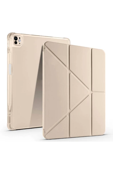 mastersonic iPad Air 13 2025 M3 Kılıf MTSC Tri Folding Kalem Bölmeli Standlı Kılıf - Gold ürün görseli 1