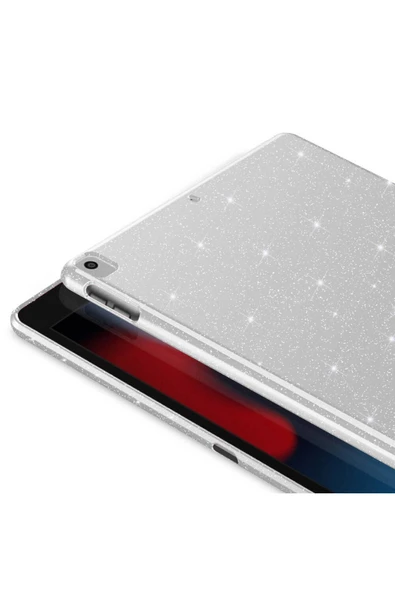 mastersonic iPad 10.2 2021 (9.Nesil) Simli Parlak Görünümlü Uyumlu MTSC Tablet Koton Kılıf-Pembe Koyu - Resim 4